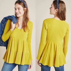 Anthropologie Maeve Samina Waffle Blouse Tiered XS